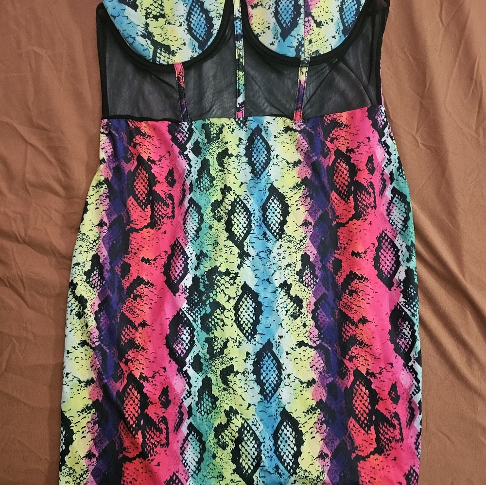 Multicolor Snakeskin Print Dress